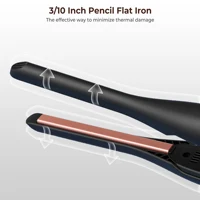 Small Flat Iron for Short Hair, Temperature Adjustable Pencil Flat Iron Fast Heat Up, 3/10 Inch Beard Straightening Iron Salon 2