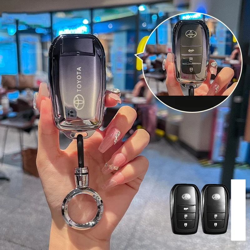 Toyota CHR Hilux Fortuner Land Cruiser 200 Camry Corolla Crown RAV4 하이랜드 액세서리 용 TPU 자동차 원격 키 케이스 커버 셸