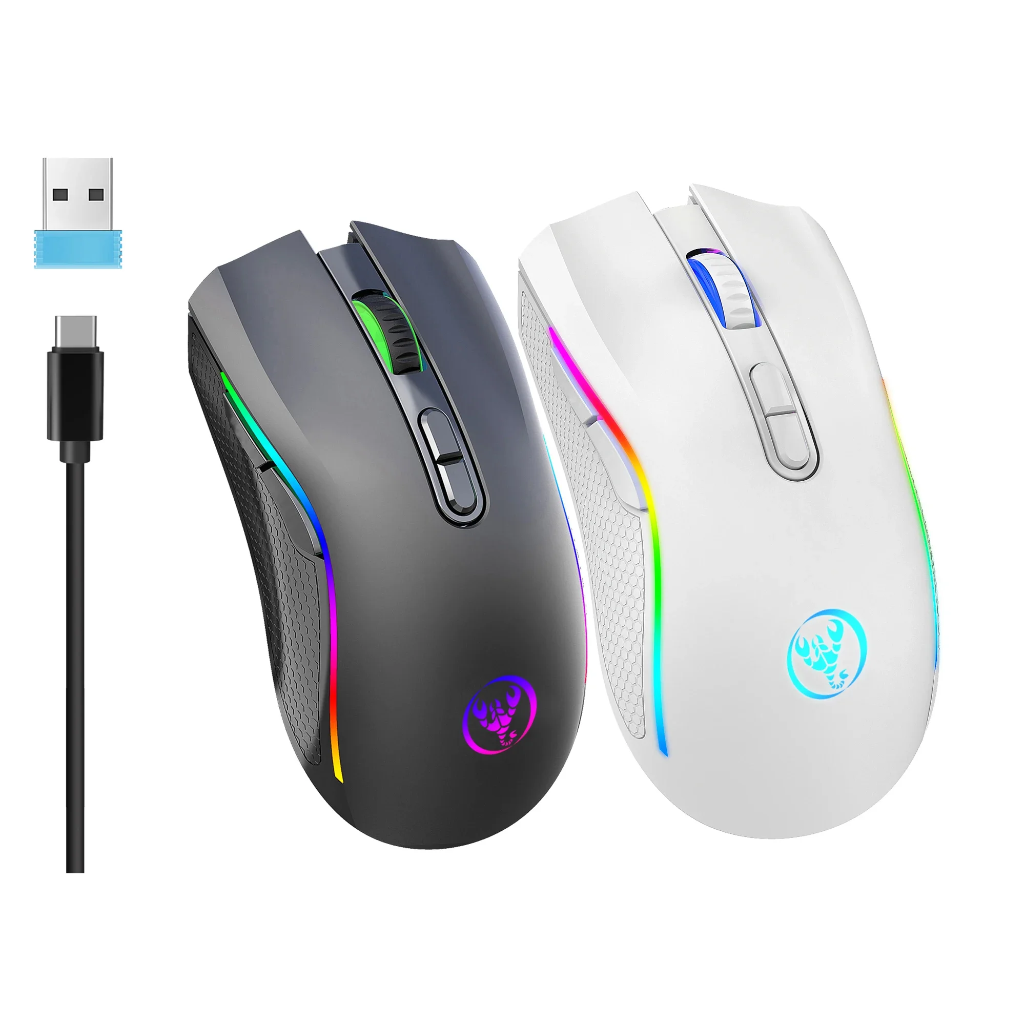 

Перезаряжаемая Беспроводная игровая мышь RGB 2,4G, эргономичная игровая подставка для ноутбука и ПК