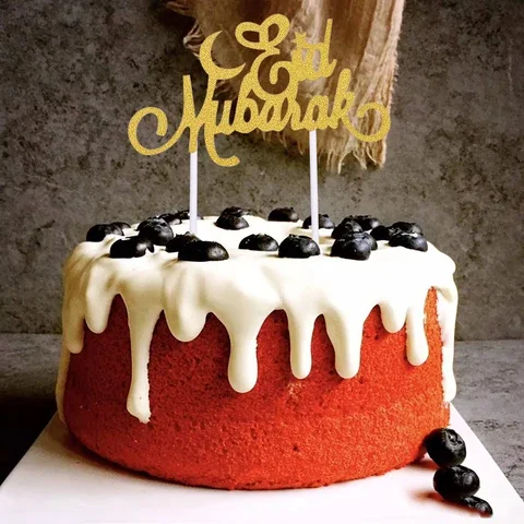 

Cake Topper Mubarak Eid Silver Gold Glitter Ramadan Mubarak Cake Topper Flag For Islamic Muslim Party Decoration Ramadan Kareem