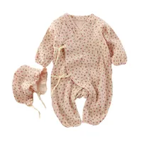 Vêtements pour bébé, combinaison pour nouveau-né, barboteuse en mousseline de coton à manches longues pour filles et garçons de 0 à 24 mois 5