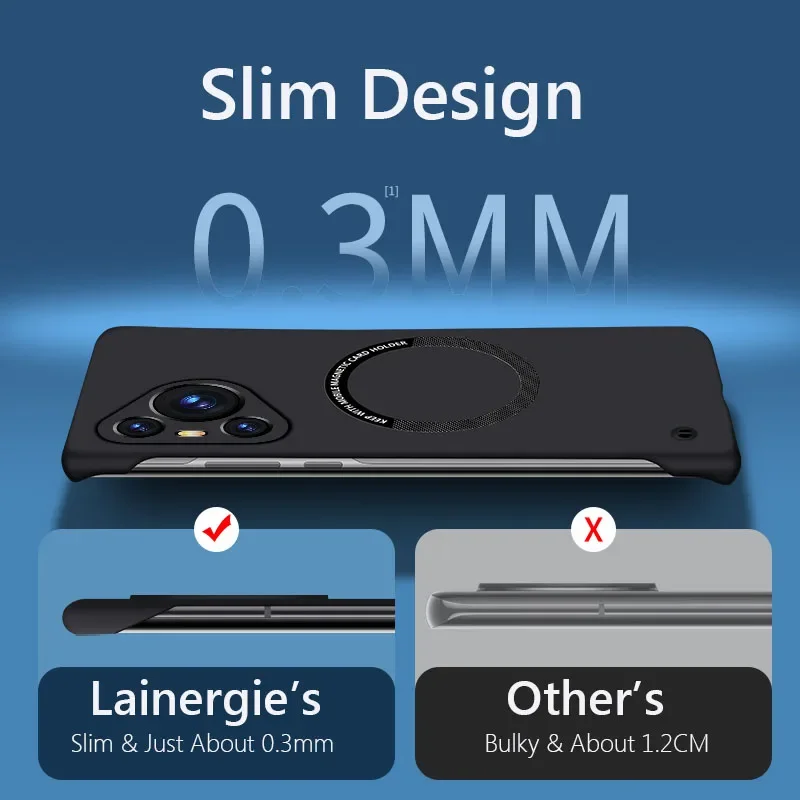 Magnetic Frameless Matte Hard PC Phone Case with Wireless Charging Compatibility