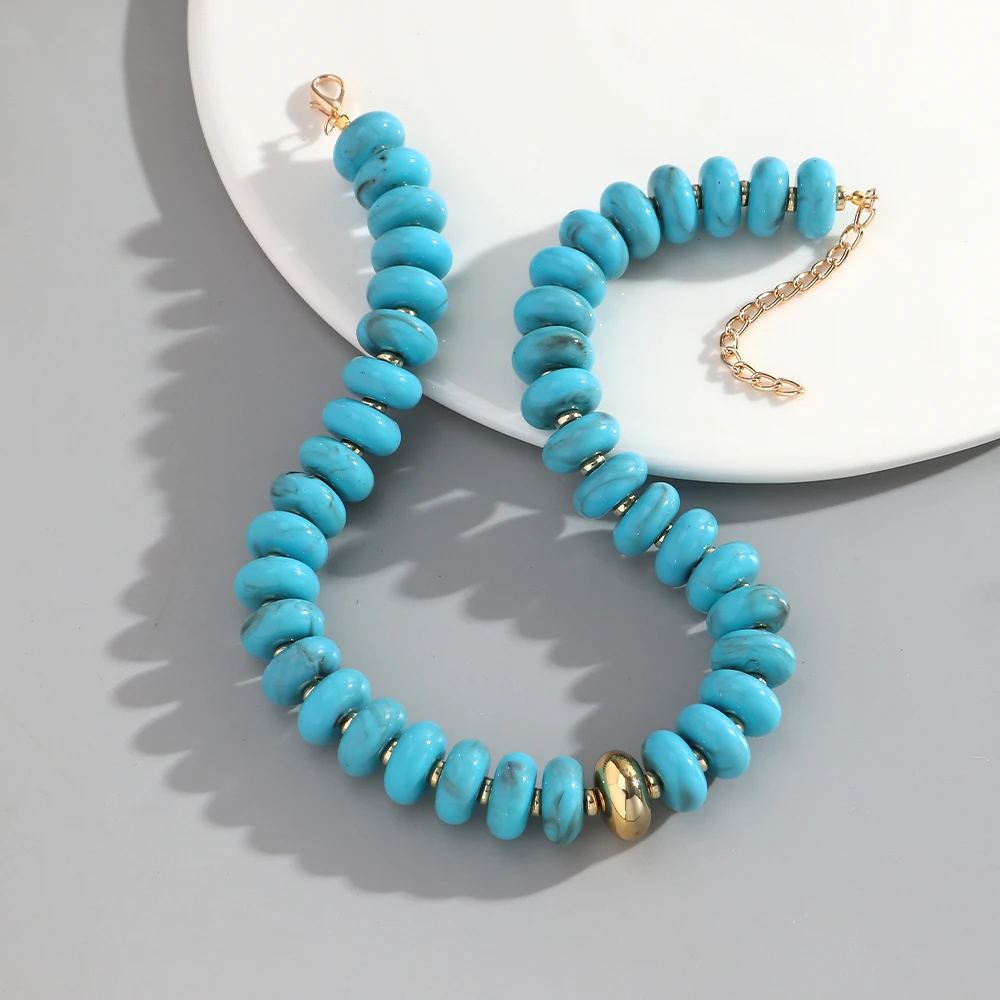 Vibrant Beaded Choker Necklace - Colorful Resin Beads Statement Jewelry