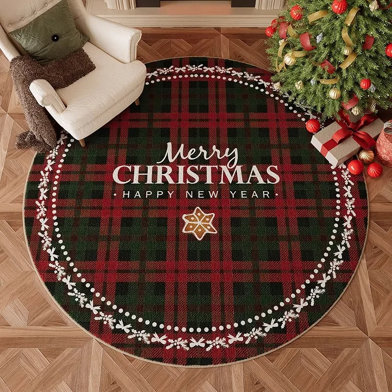 Christmas Tree Living Room Carpet Festive Snowflake Gift Round Bedroom Rugs Warm Atmosphere Colorful Soft Mats 러그 Ковер Alfombra