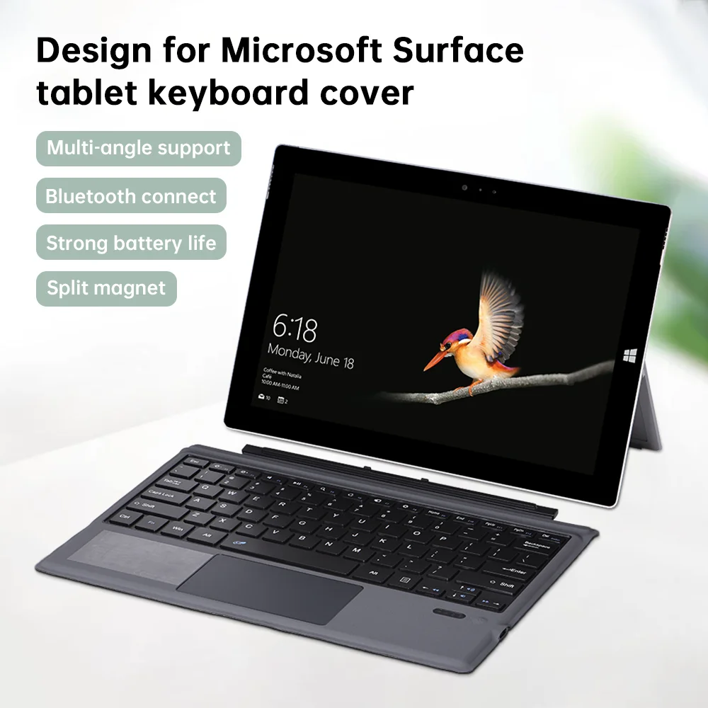 Microsoft Surface Pro 3 4 5 6 7/7+용 무선 Bluetooth 키보드, Surface Pro 8 9 10 11 X 트랙패드 슬림 키보드 유형 커버용,한국어 키보드