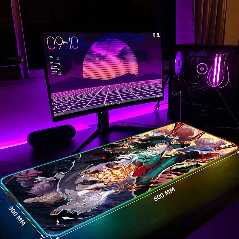 

RGB коврик для мыши My Hero академия, игровые коврики для мыши, светодиодный коврик для мыши, коврик для клавиатуры, Противоскользящий коврик для мыши, лучший выбор, коврик для мыши XXL, светящийся Настольный коврик