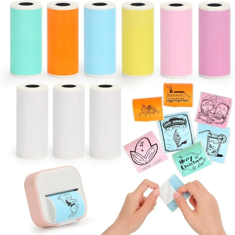 Mini Printer Sticker Paper Thermal Paper Rolls T02/M02 Mini Printer Smooth Color Self-Adhesive Paper 25X57mm Paperang printer sticker paper