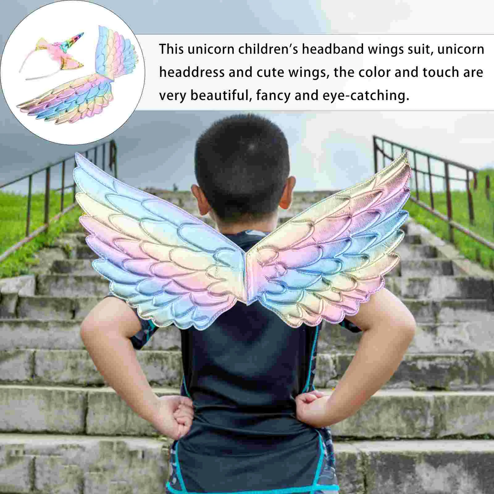 

Christmas Angel Wing And Hair Dress Costume For Kids For Kids Birthday Party Costume Stage Performance(Headband, Random Pattern)