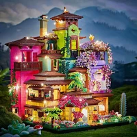 7080PCS Magic Castle Sakura House Building Blocks City Street Model With LED Lights Mini Bricks Toys Children's Christmas Gifts 2