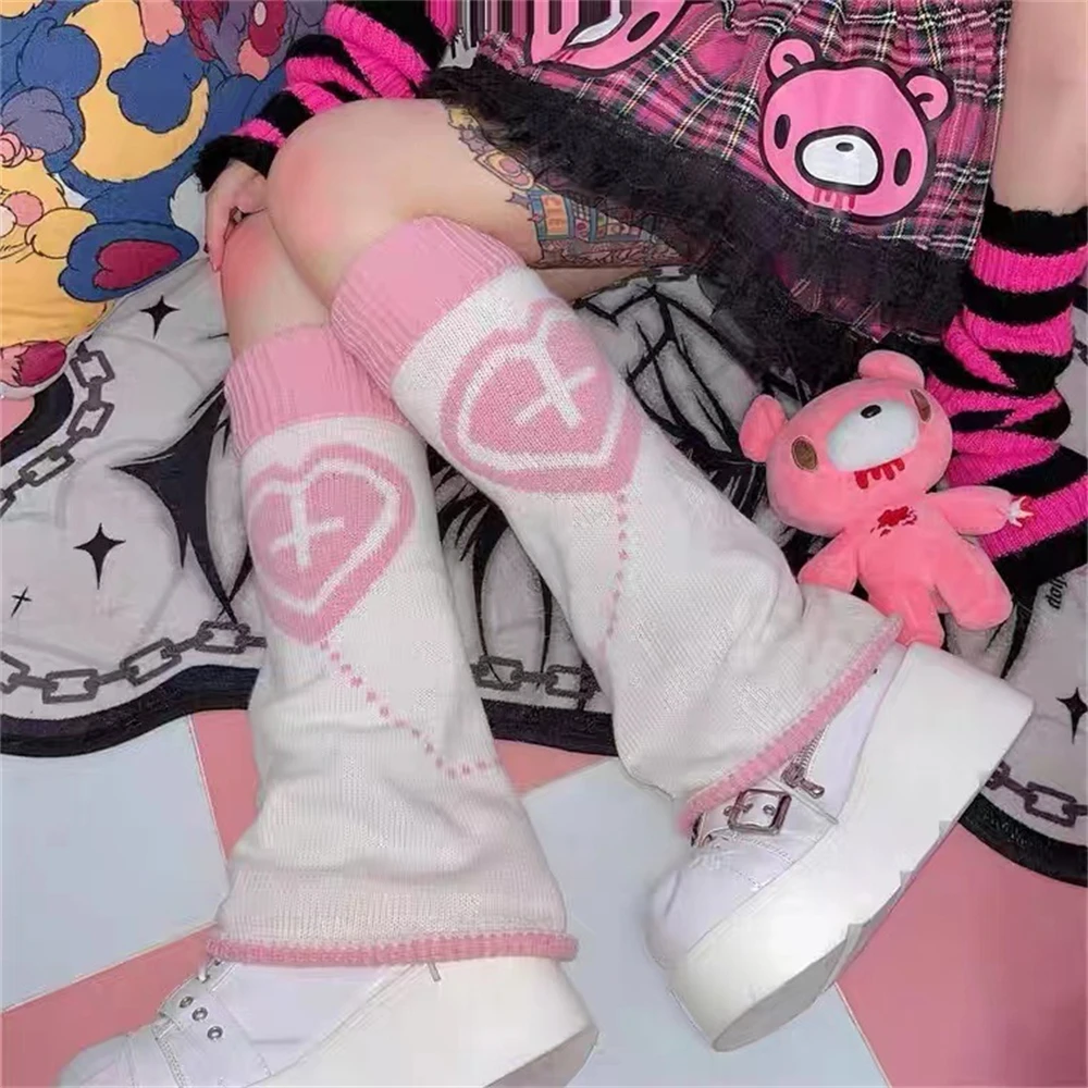 

Women's Love Cross Leg Warmers Cover Lolita Goth Hand Warmer Fashion Y2k Socks Leggings Japanese Knit Socks Legs Cover Cosplay