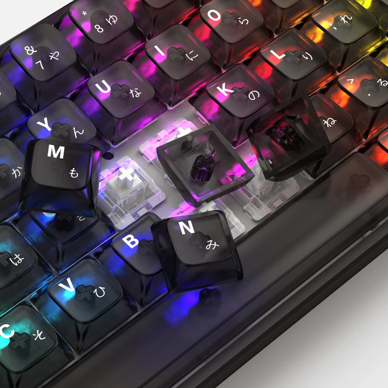 Chave Transparente Preto Keycaps Osa Perfil Keycap Rgb Retroiluminado para 61 64 66 68 Chery Gateron Teclado de Jogo Mecânico sem Fio 82 - Imagem 5