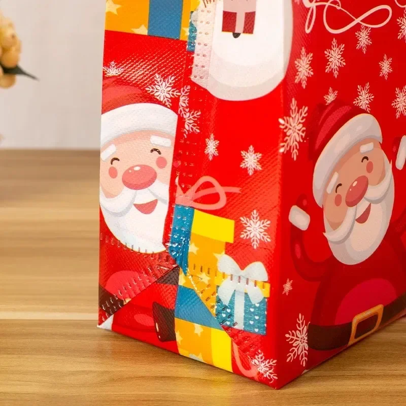 Party Gift Bags 60PC Christmas Tote Bags Santa Elk Snowflake Thickened Non-woven Printed Waterproof Decoration