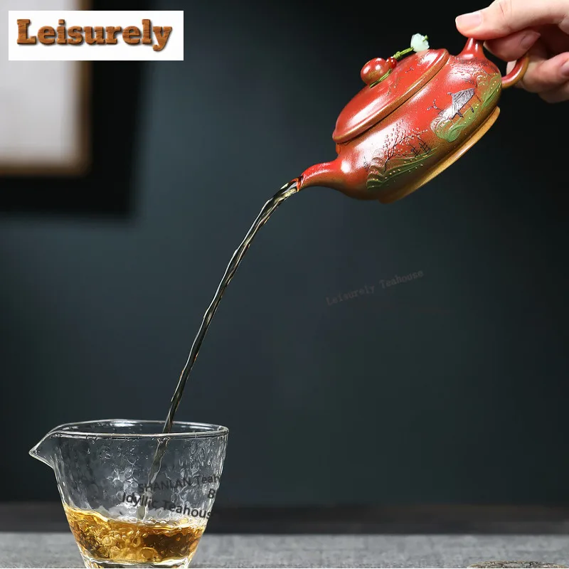 200ml Exquisite Yixing Purple Clay Teapots Artists Handmade Ming Lu Pot Raw Ore Gold Section Mud Kettle Zisha Tea Set Cafes Gift