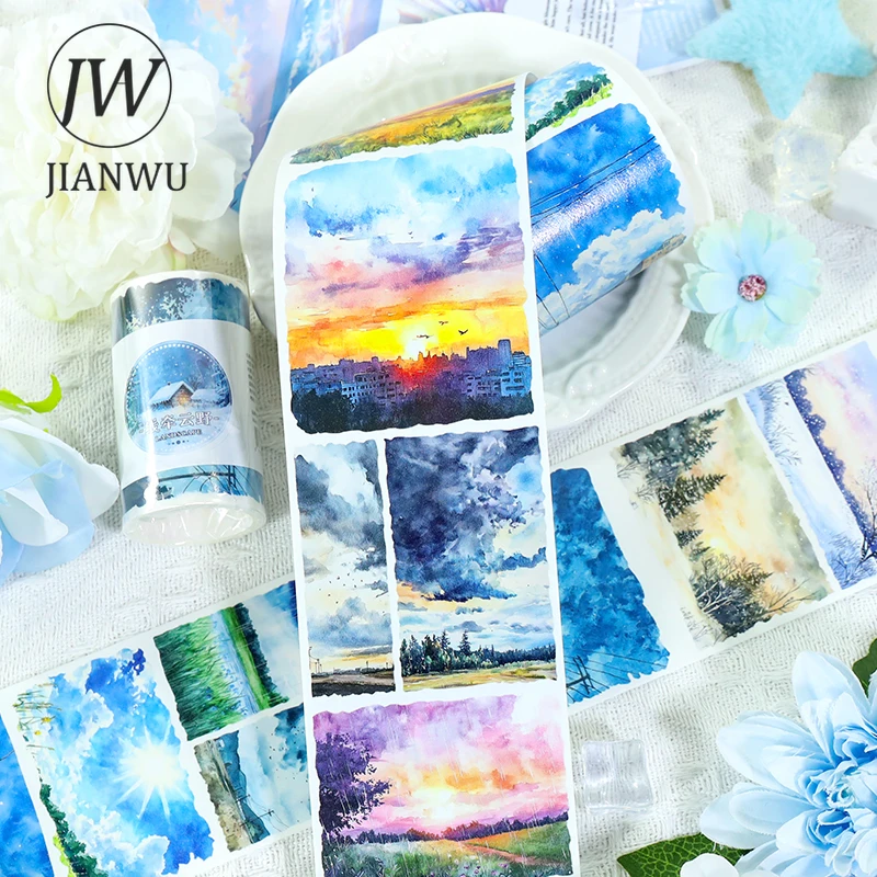 JIANWU 70mm * 200cm 빈티지 하늘 태양 구름 풍경 소재 콜라주 스크랩북킹 와시 테이프 크리 에이 티브 DIY 저널 문구