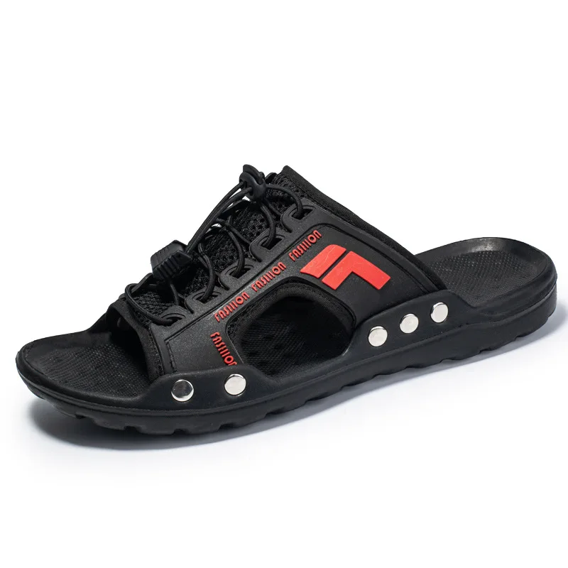 Soft Slippers Summer Slippers Anti Slip Sandals Closed Toe Sandals Men's Sandals Summer Slippers Leather Face Lazy Shoes Trend Breathable Beach Shoes M942