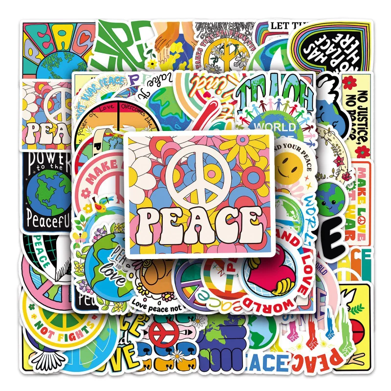 

10/25/50pcs World Peace Graffiti Stickers Aesthetic for Guitar Laptop Skateboard Bike Car Motorcycle Helmet Travel Luggage