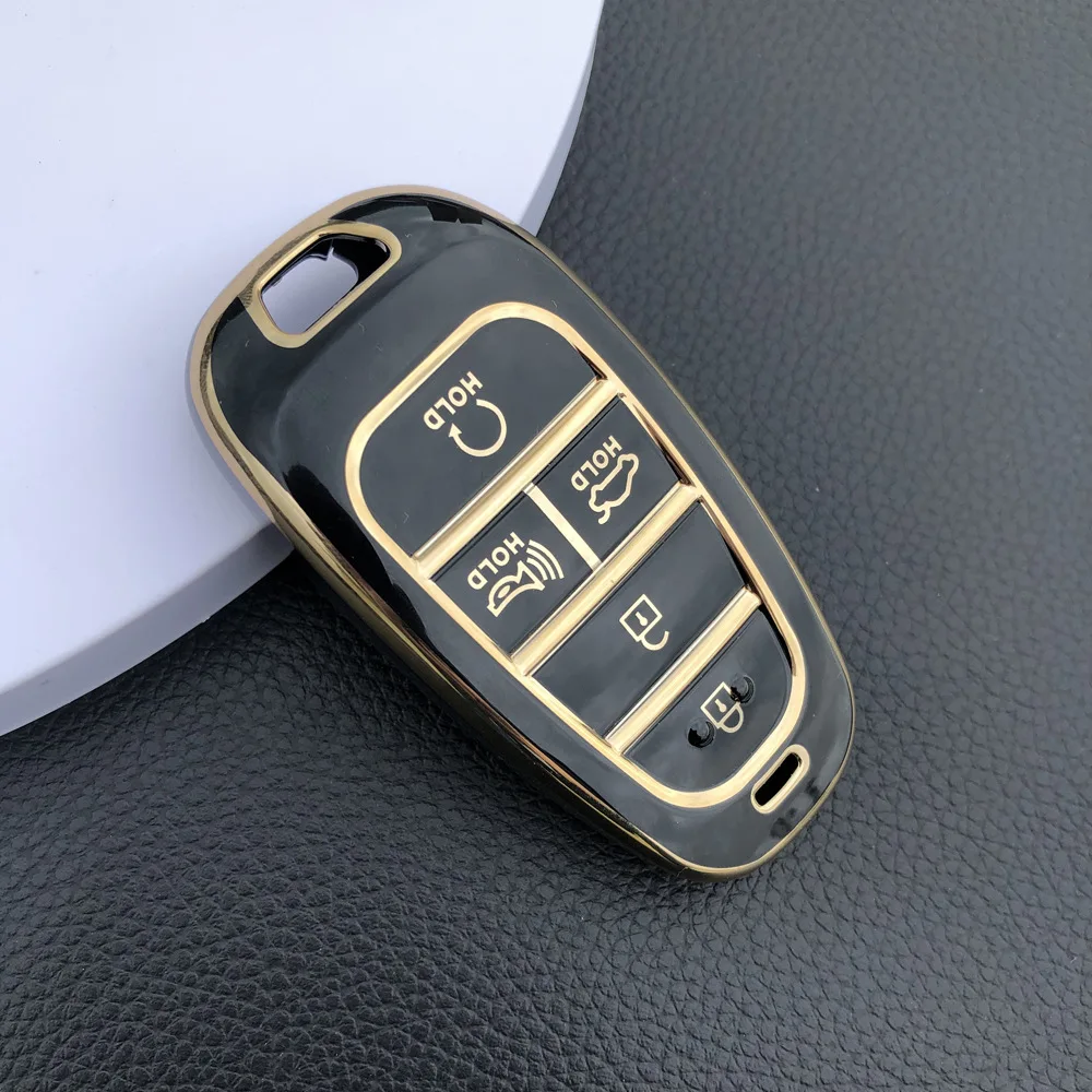 TPU Car Key Case Cover for Hyundai Santa Fe Tucson 2022 NEXO NX4 Atos Prime Solaris 2021 4 5 Button Auto Accessories