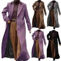 Fashion Formal Winter Purple Brown Men Blazer Suit Double Breasted Woolen Coat Man Overcoat Customized Business Wear Warm Jacket