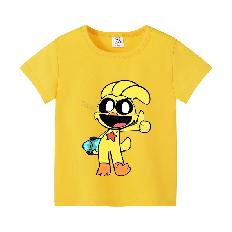 Smilings Critters Kids T-shirts Cartoon Anime Figures Catnap Short Sleeves Tees Y2K Round Neck Tops Boutique Summer Clothing