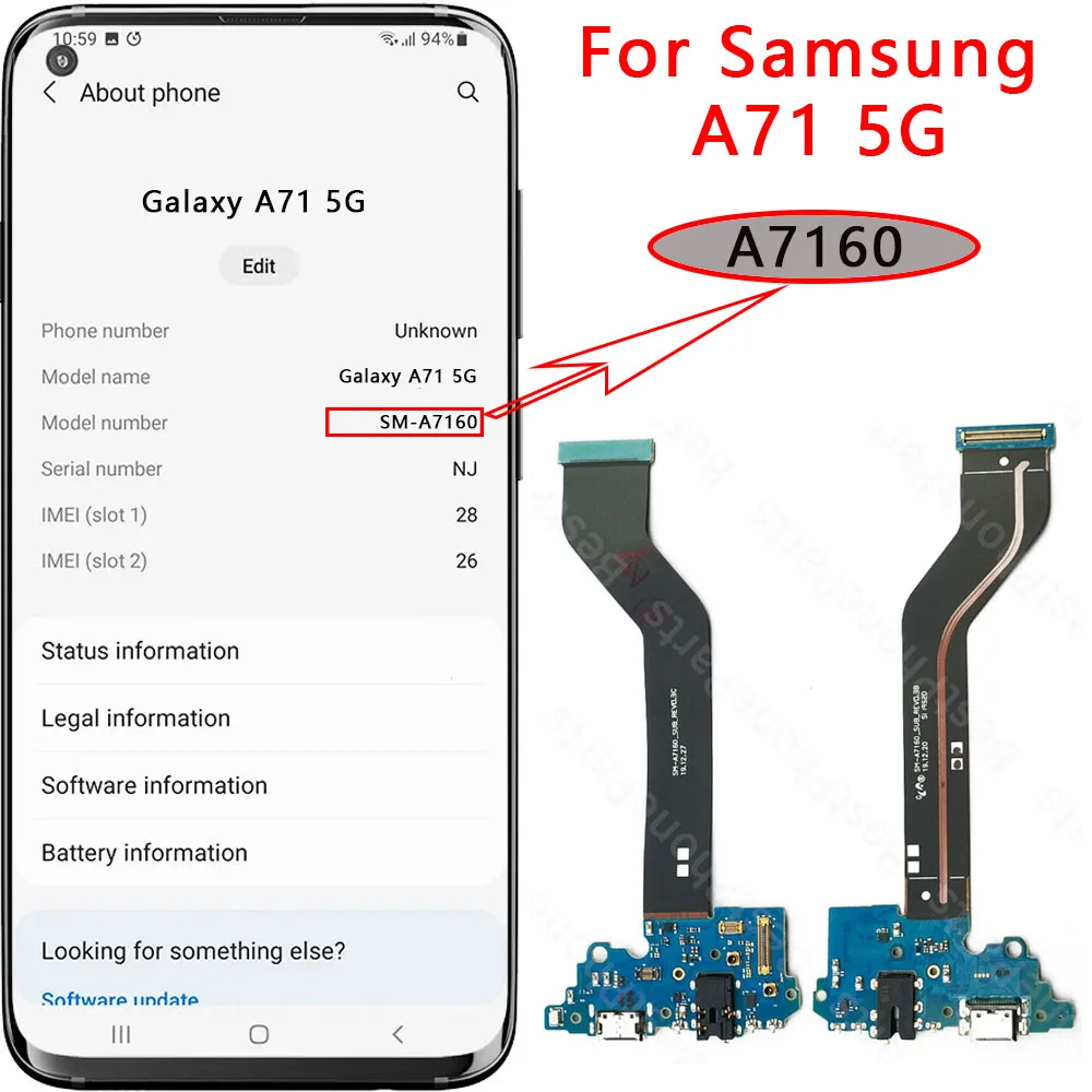 Universal USB Charging Port Board with Dock Connector and Flex Cable