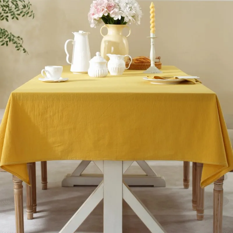 Cotton Table Cloth Solid Color Washable Table Cover Tablecloth Protector Restaurant Kitchen Party Holiday Decoration