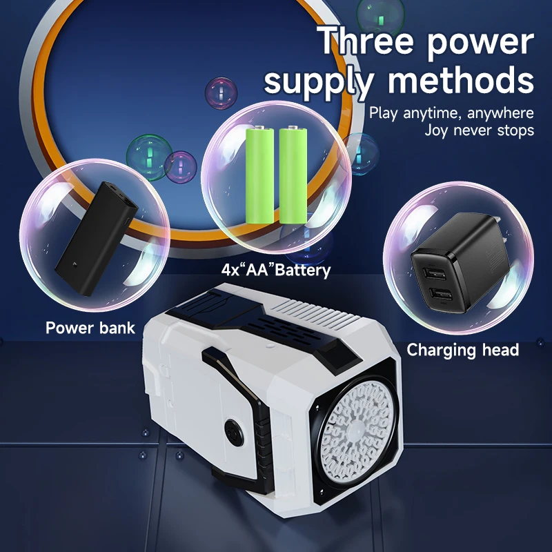 버블 머신, 실내/실외 물놀이용 LED 조명이 장착된 자동 버블 머신 휴대용 버블 머신, 파티 및 생일