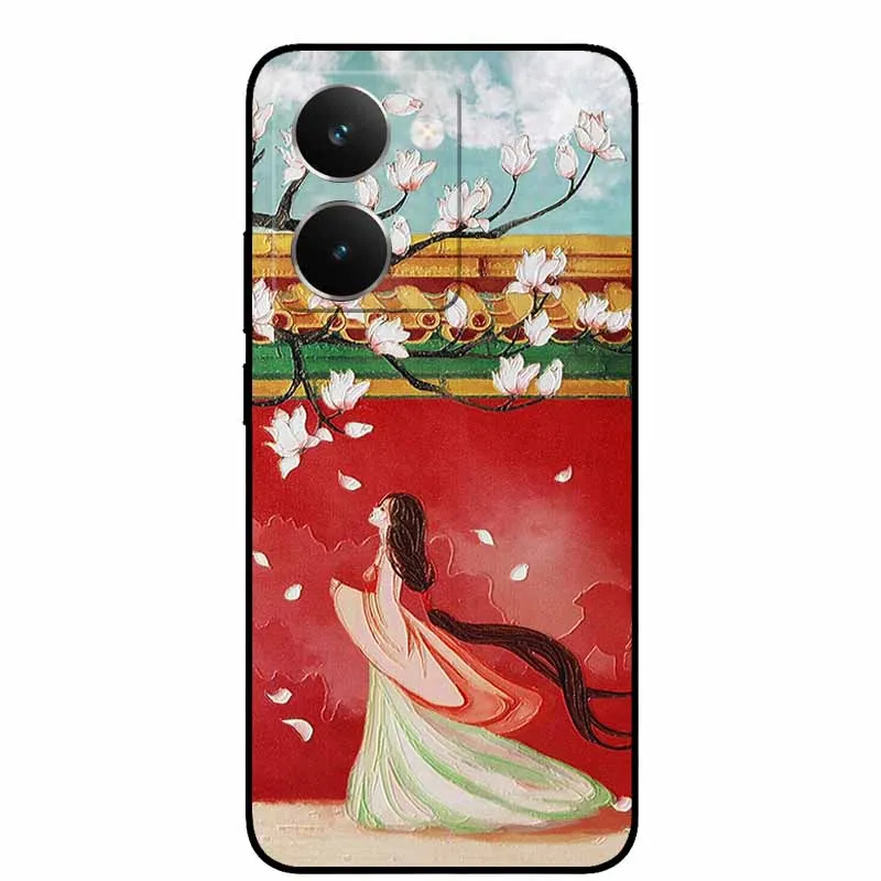 Vintage 3D Embossed Silicone Back Cover – Black Retro Design