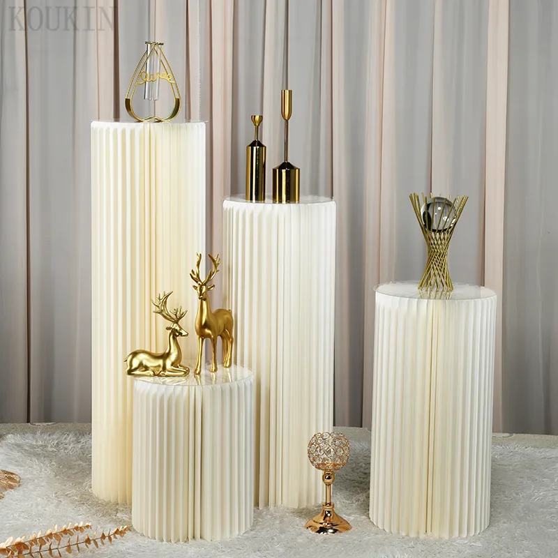 Zylindrischer Sockel mit Acrylplatte und faltbarem Säulentisch aus Pappe, verwendet für Party, Geburtstag, Hochzeit, Ausstellung und Dekoration – Detail 12