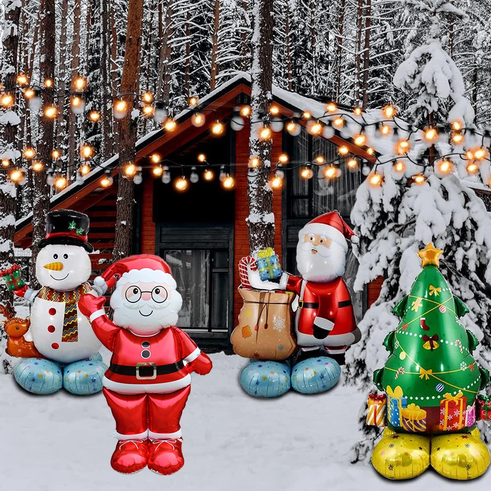 Weihnachtsdekorationen, extra groß, stehend, Weihnachtsmann, Rentier, Schneemann, Folienballons, Weihnachtsfeier, Neujahr 2024, Navidad-Zubehör – Detail 4