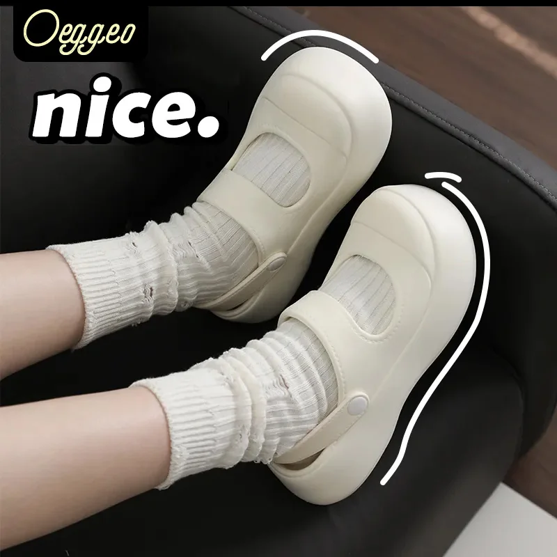 

Босоножки oeggeo shop EVA на нескользящей мягкой подошве, женская обувь, туфли мэри джейн Баотоу, водонепроницаемые легкие туфли на толстой подошве