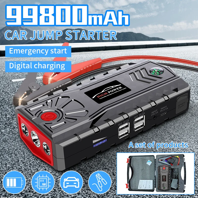 New 99800mAh Car Jump Starter Power Bank 5000A Auto Emergency Battery  Booster Starting Device Charger Diesel Petrol Cars Camping - AliExpress