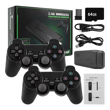 64GB 2.4G Game Controller 3D Rocker Wireless Game Joystick Gamepad Battery Operated Home TV Mini Game Console Controller for PS1 1