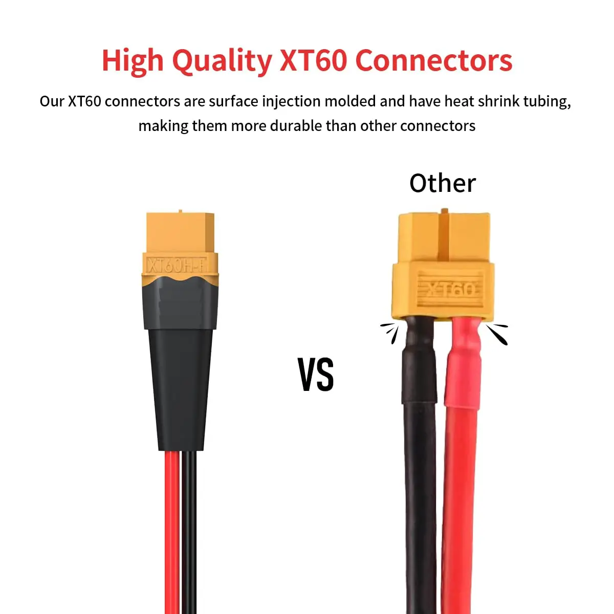 10AWG 0.5FT XT60 연장 케이블, RC 배터리 휴대용 발전소 태양광 패널용 XT60 암-수 커넥터(2개)