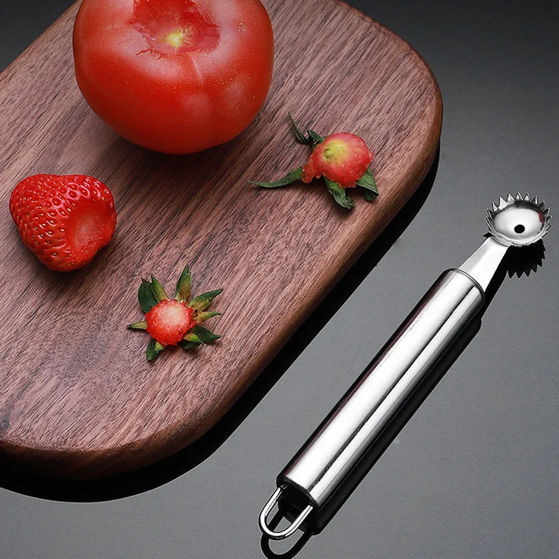

Stainless Steel Strawberry Huller manual Fruit Leaf Knife Stem Remover Kitchen Strawberry Pineapple Tomato Corer Slicer Cutter