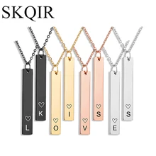 

Personalized Bar Pendant Necklace Customizable Text Initial Capital Letter Love Necklaces for Women Clavicle Chain Girls Jewelry