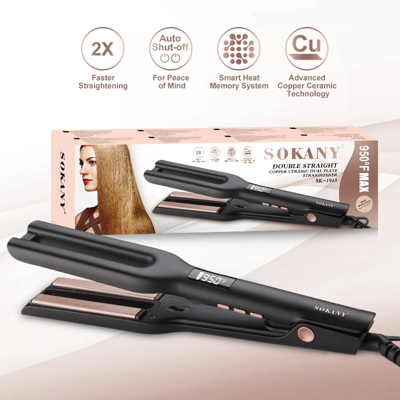 Sokany 110-240v Double Ceramaic Flat Iron Silky Smooth Perfessional Hair  Straightener Digital Adjustable Temperature 1913 - Hair Straightener -  AliExpress