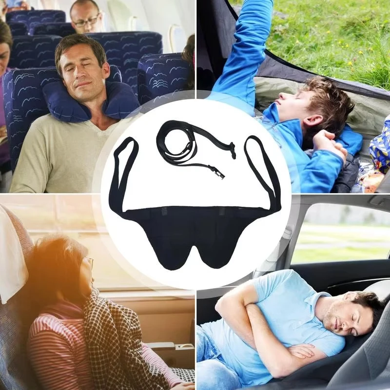 Neck Pillow Soft Travel Airplane Pillow Neck Cushion Head Straps Car Head Straps Comfy Head Travel Pillow with Eyeshade 2