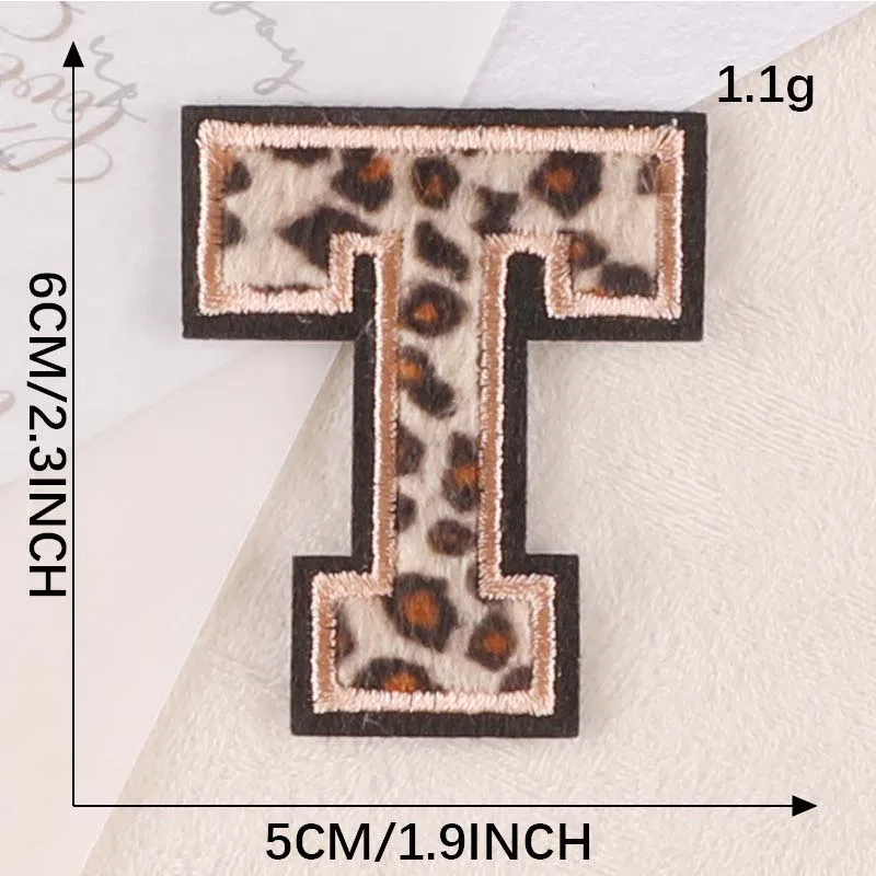 Leopard Print Embroidered Alphabet Badge Patches