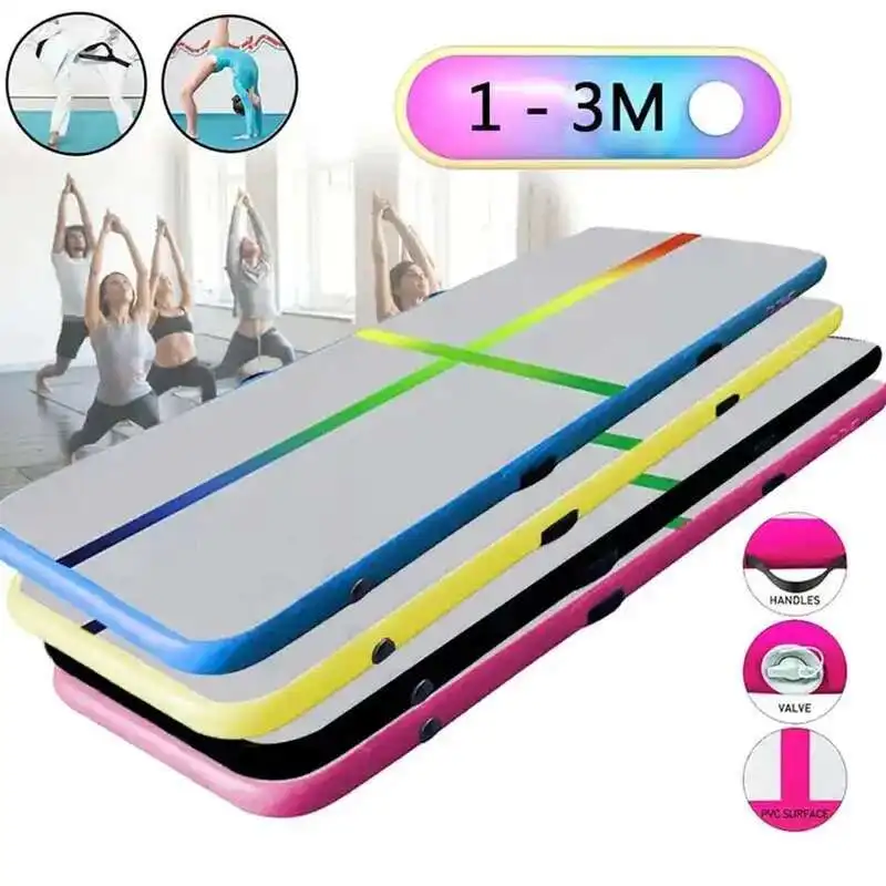Air Tracks Durable 1X0.6X0.1M Iatable Gymnastics Tumbling Gym Mat With Colorful Line Indoor Yoga Floor For Training 