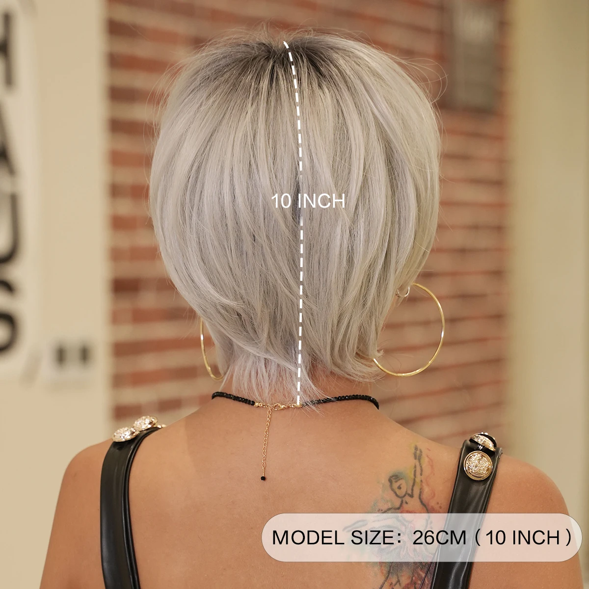 7JHH WIGS Pixie Cut Wigs Short Straight Champagne Bob Wig