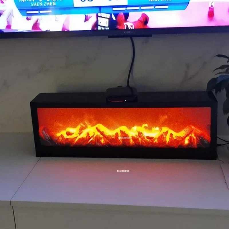 ห้องนั่งเล่นยุโรปจําลองเตาผิงโคมไฟเปลวไฟ Retro Home Decor อเมริกันเครื่องประดับบรรยากาศโคมไฟตกแต่งห้องเตาผิง Z 1