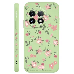 Floral Scent Liquid Silicone Phone Case - Elegant and Durable Cover - OnePlus 8T (Light Green)