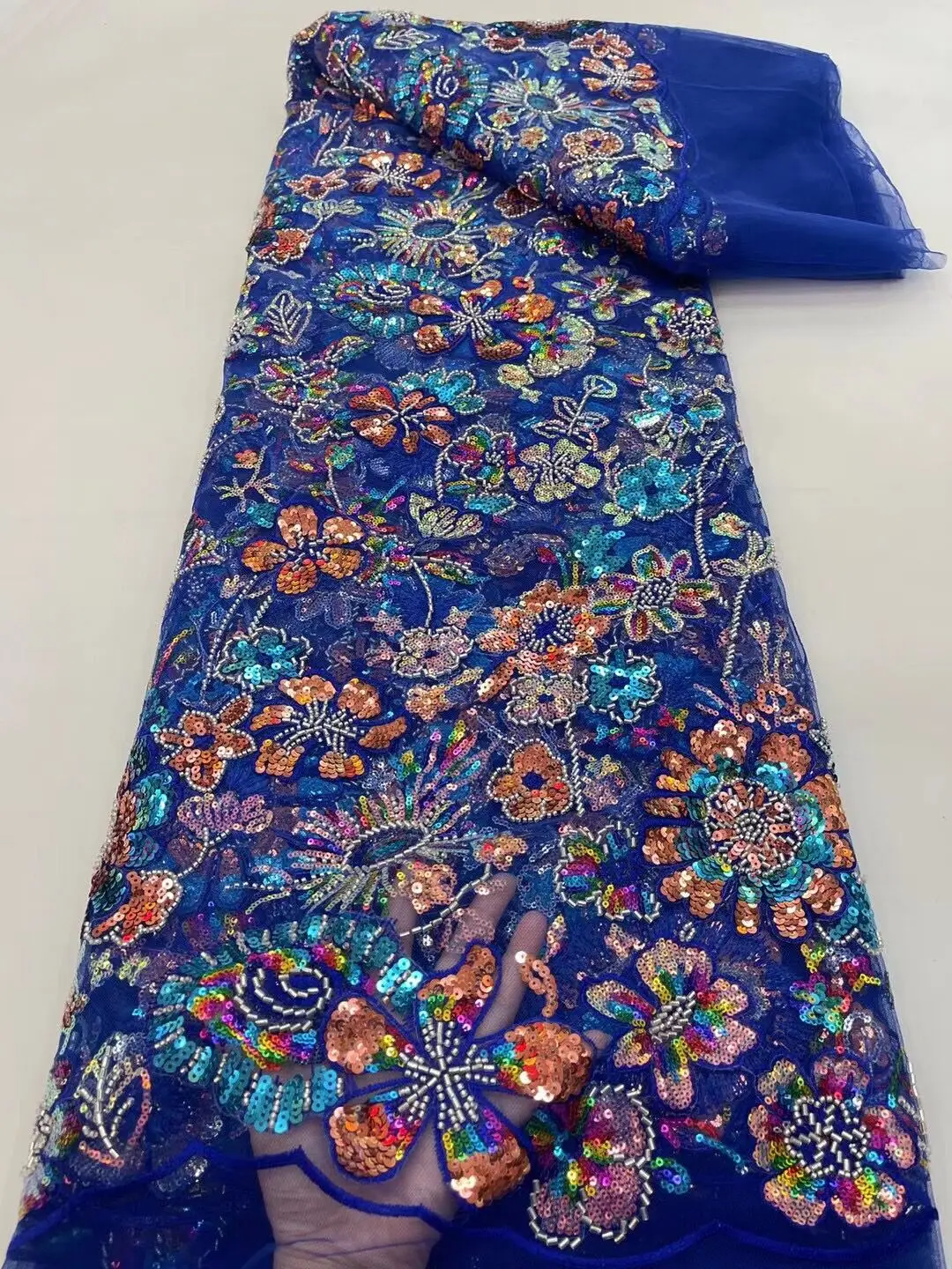 

Новая нигерийская Тюлевая кружевная ткань с блестками и бусинами, вышитая кружевная ткань для пошива свадебных платьев