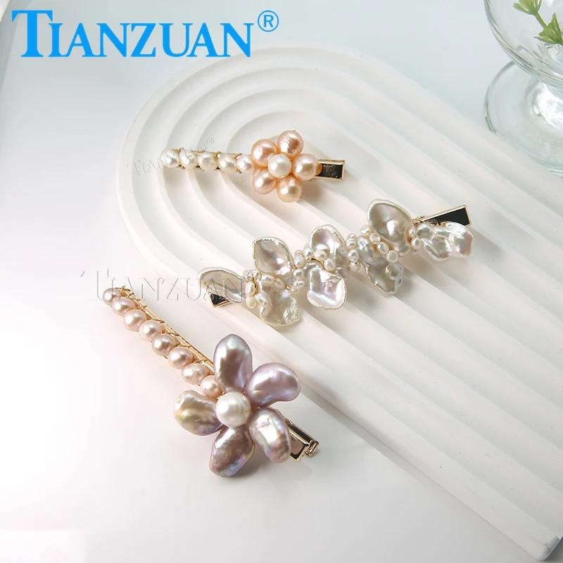 

1PC Women's Natural Pearl Hair Clips Girls Geometric Hair Clips Fashion Handmade DIY Pearl Hair Clips Hair Accessories