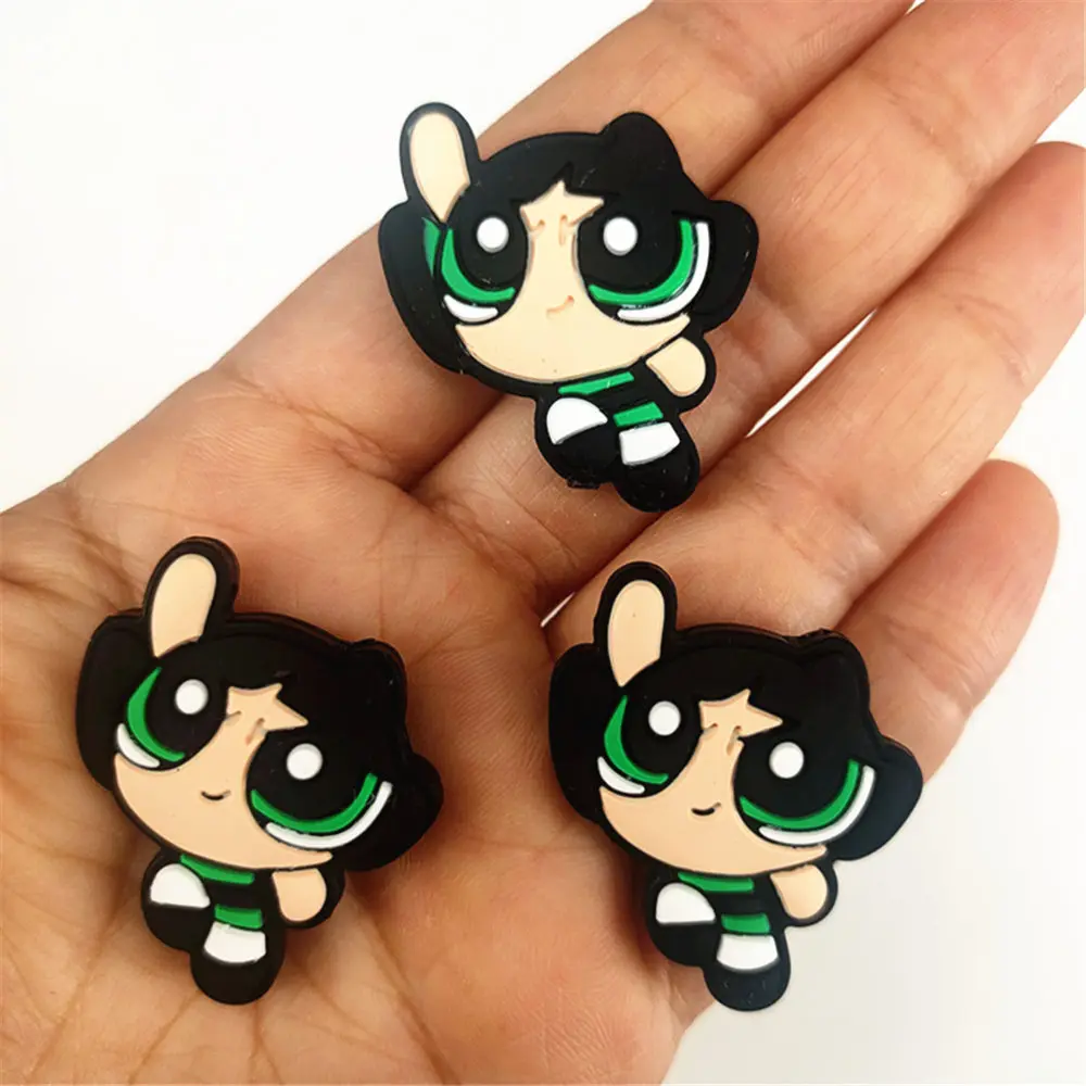 10pcs Powerpuff Girls 실리콘 초점 구슬  젖니가 남 구슬 DIY 젖꼭지 체인 액세서리 간호  장난감