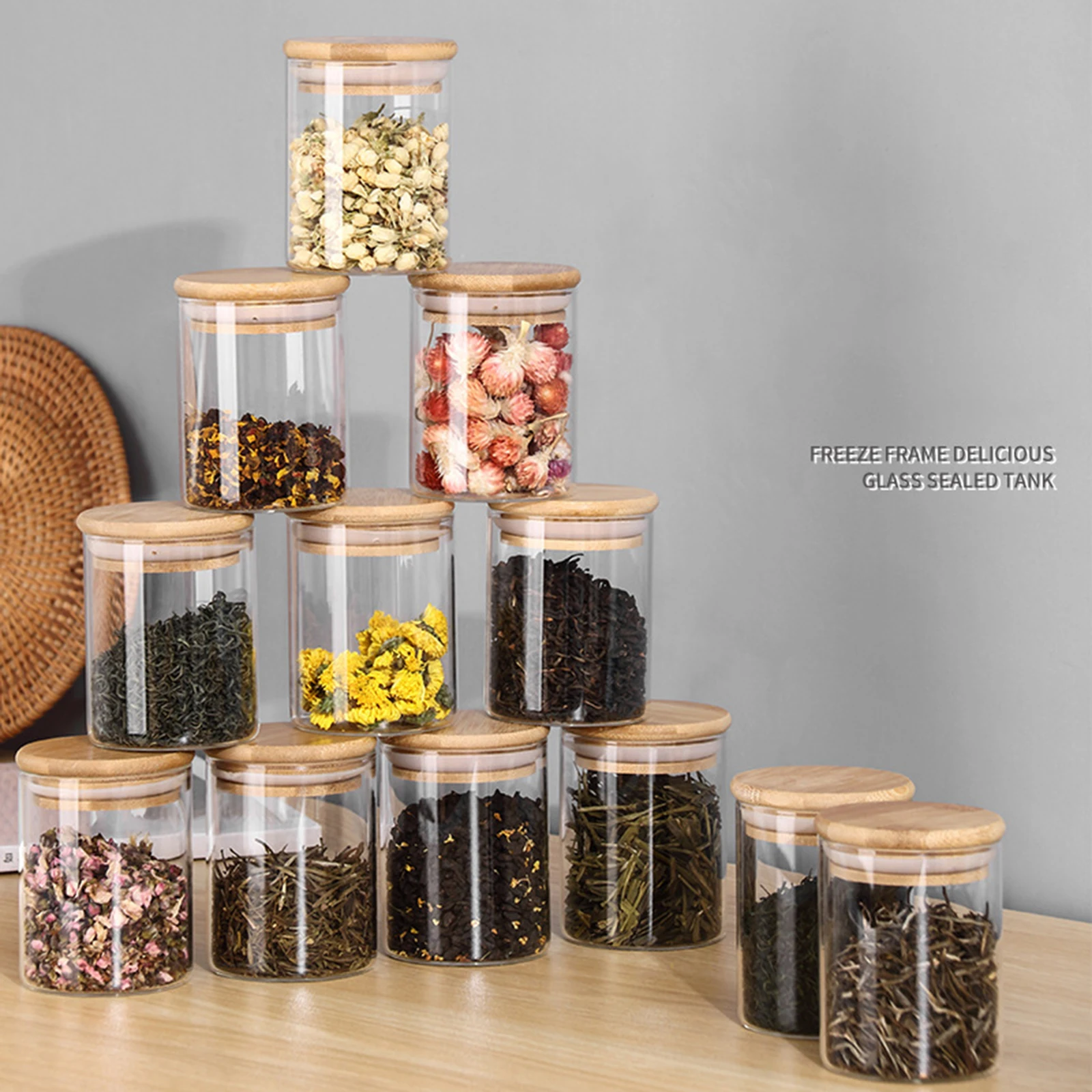 Glass Storage Jar With Lid for Sugar Spice, Condiment Dispenser Seasoning  Organizer Herb Canister, Pantry Box Food Container for Favor 