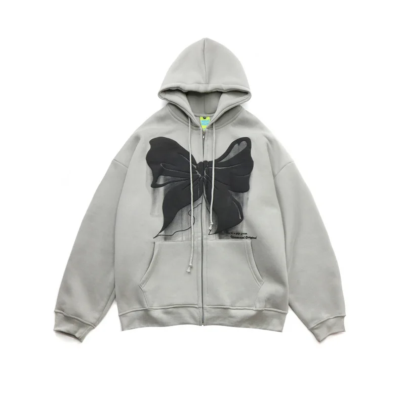 

Мужская Флисовая куртка на молнии, с капюшоном и бантом