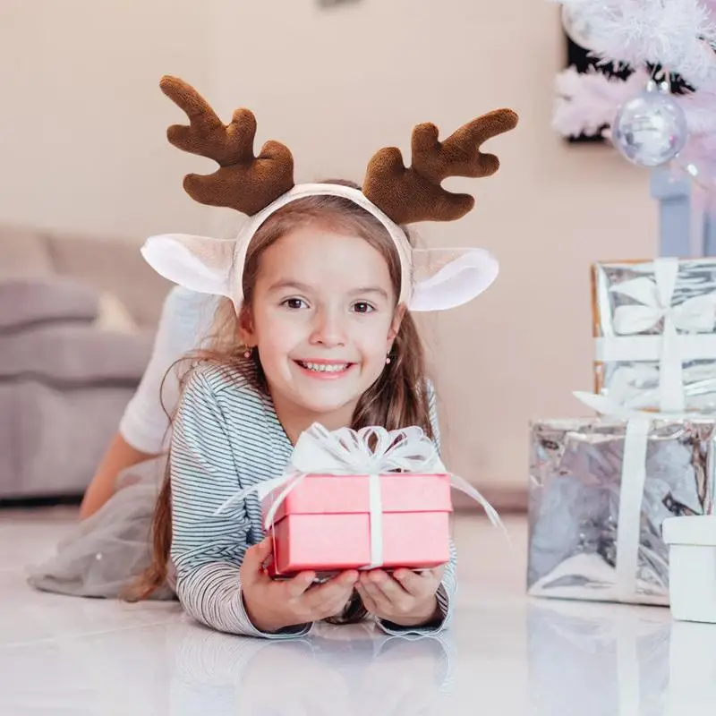 Plush Antler Headband Animal Ears Headwear Adorable Antlers Headpiece Headdress For Halloween Cosplay Costume Accessories