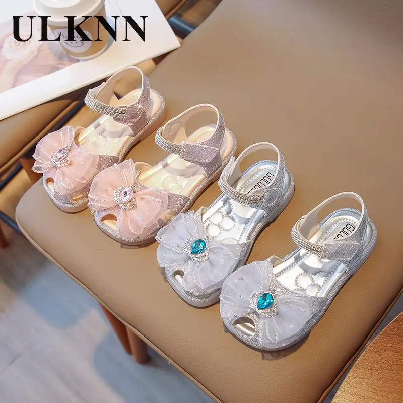 

Princess baby pink lace sandals girls sandals summer 2023 children girl soft bottom cuhk children slipper bow size 23-36