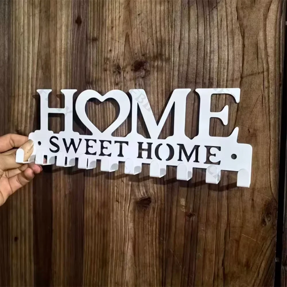 Metal Key Holder Hooks Wall Hanging Attractive Wall Mounted Coat Rack Home Wall Hanger Appropriate Iron Art Decor for Front Door 5